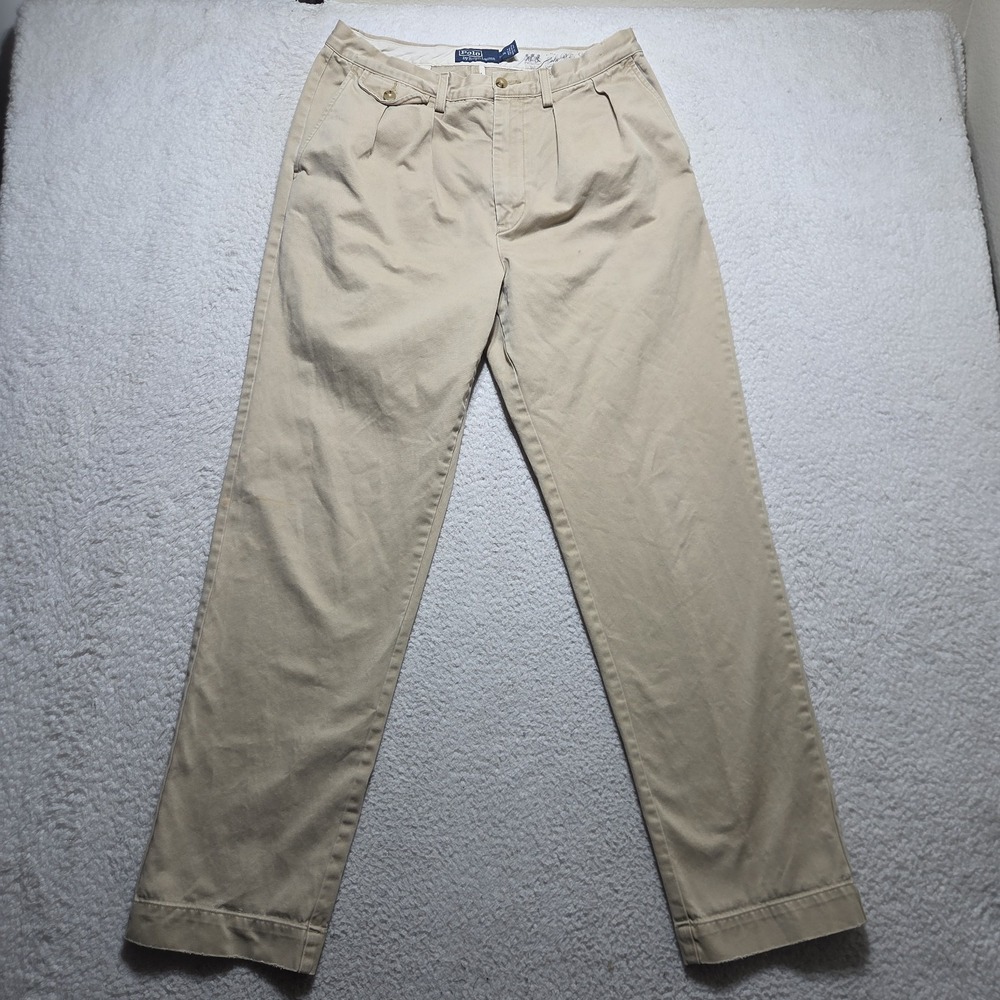 Polo Ralph Lauren Whitman Chino Men 32x31 Tan Relaxed Fit Pleated Heritage Pants